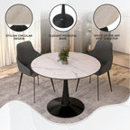 Tavolo da pranzo rotondo da 40" per 4 persone con piano in MDF e base in acciaio nero, per cucina e sala da pranzo