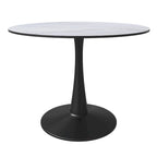 Tavolo da pranzo rotondo da 40" per 4 persone con piano in MDF e base in acciaio nero, per cucina e sala da pranzo