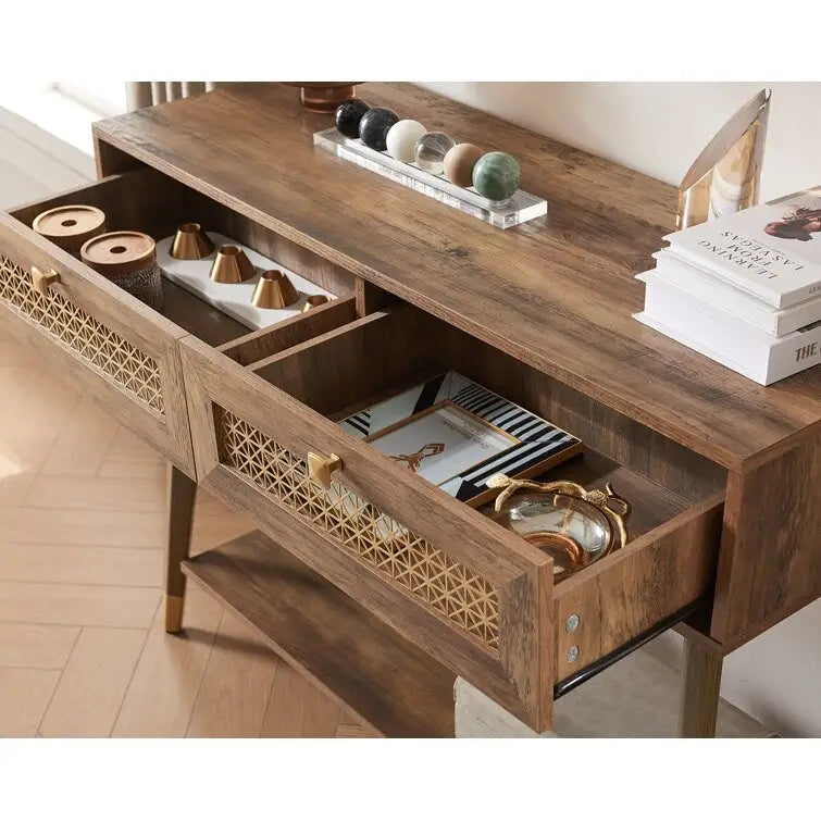 Tavolino consolle in legno a 2 cassetti 41.9