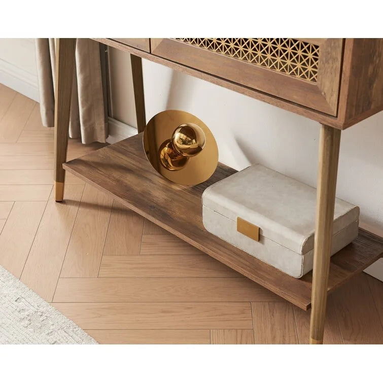 Tavolino consolle in legno a 2 cassetti 41.9