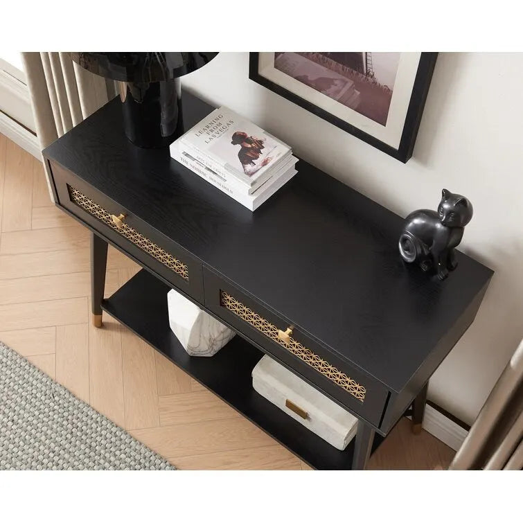 Tavolino consolle in legno a 2 cassetti 41.9