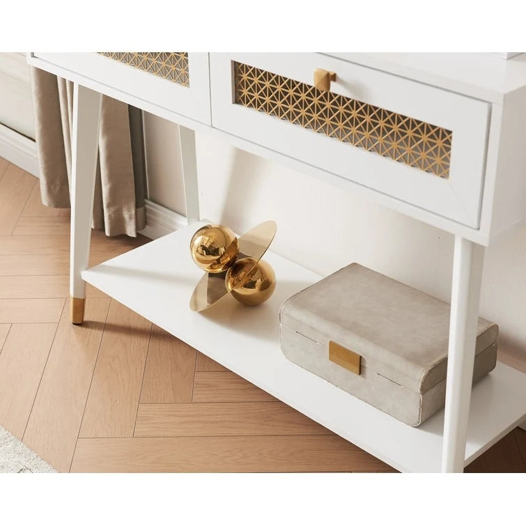 Tavolino consolle in legno a 2 cassetti 41.9