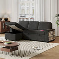 Divano letto estraibile Oaks Aura da 85,8 pollici, divano a L con porta USB, divano letto convertibile con ripiani contenitori