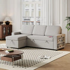 Divano letto estraibile Oaks Aura da 85,8 pollici, divano a L con porta USB, divano letto convertibile con ripiani contenitori