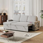 Divano letto estraibile Oaks Aura da 85,8 pollici, divano a L con porta USB, divano letto convertibile con ripiani contenitori