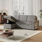 Divano letto estraibile Oaks Aura da 85,8 pollici, divano a L con porta USB, divano letto convertibile con ripiani contenitori