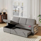 Divano letto estraibile Oaks Aura da 85,8 pollici, divano a L con porta USB, divano letto convertibile con ripiani contenitori