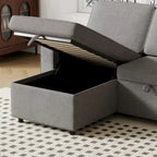 Divano letto estraibile Oaks Aura da 85,8 pollici, divano a L con porta USB, divano letto convertibile con ripiani contenitori