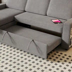 Divano letto estraibile Oaks Aura da 85,8 pollici, divano a L con porta USB, divano letto convertibile con ripiani contenitori