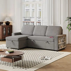 Divano letto estraibile Oaks Aura da 85,8 pollici, divano a L con porta USB, divano letto convertibile con ripiani contenitori