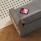 Divano letto estraibile Oaks Aura da 85,8 pollici, divano a L con porta USB, divano letto convertibile con ripiani contenitori