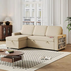 Divano letto estraibile Oaks Aura da 85,8 pollici, divano a L con porta USB, divano letto convertibile con ripiani contenitori