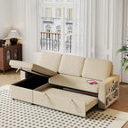 Divano letto estraibile Oaks Aura da 85,8 pollici, divano a L con porta USB, divano letto convertibile con ripiani contenitori