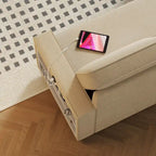 Divano letto estraibile Oaks Aura da 85,8 pollici, divano a L con porta USB, divano letto convertibile con ripiani contenitori