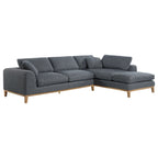 2 Piece L Shaped Modular Sectional Sofa with 2 Pillows, Woven Gray Fabric