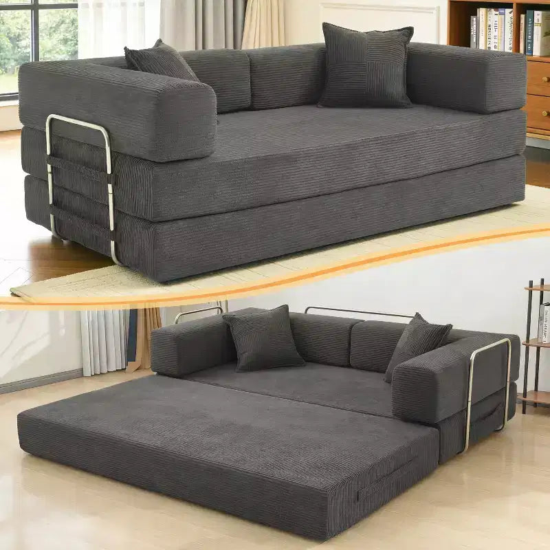 Dyonery 78Divano Letto Pieghevole Convertibile in Corduroy King Size Divano Letto a Pavimento Combinazione 4-in-1 Divano Modulare Componibile Divano Comodo Pieghevole.