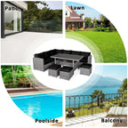 Costway 7 PCS Patio Rattan Dining Set Sectional Sofa Couch Ottoman - See Details