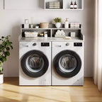 Comptoir de lave-linge et sèche-linge à 2 niveaux avec étagère ou tiroirs, couvercle de comptoir de buanderie avec coussin antidérapant, 54x27,5 - Dessus de lave-linge pour plier les vêtements