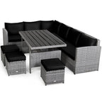 Costway 7 PCS Patio Rattan Dining Set Sectional Sofa Couch Ottoman - See Details