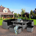 Costway 7 PCS Patio Rattan Dining Set Sectional Sofa Couch Ottoman - See Details