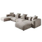 Large Modular Sectional Sofa Corduroy Upholstery U-Shaped 4 Seater with 2 Ottoman and 5 Pillows