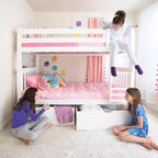 Lit superposé en bois massif pour enfants avec tiroirs de rangement