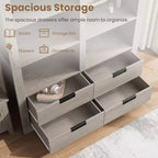72 Tall Bookcase with 4 Drawers, Farmhouse Freestanding Storage Bookshelf for Bedroom, Living Room, Home Office