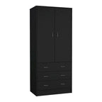 Grande Armoire Moderne à Deux Portes avec 3 Tiroirs et 1 Tringle pour Chambre à Coucher