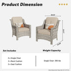 HOOOWOOO 2-piece High Back Wicker Rattan Outdoor Patio Chair Set