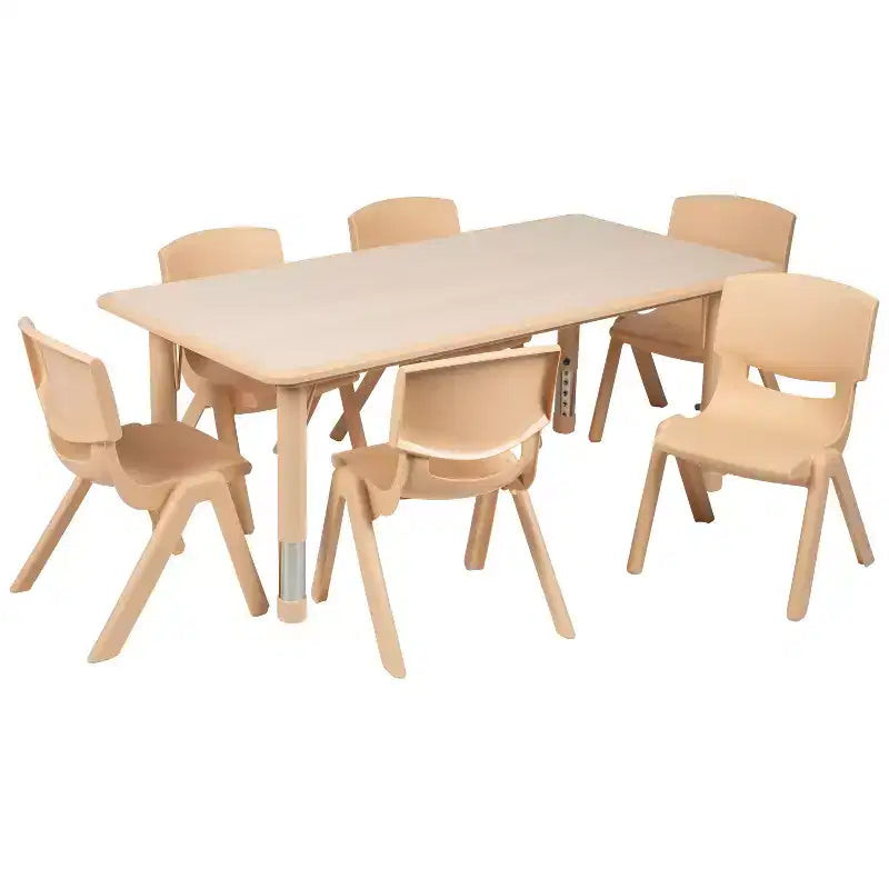 Set Tavolo Attività Rettangolare Regolabile in Altezza in Plastica Emma and Oliver 23.625"W x 47.25"L con 6 Sedie