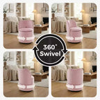 Swivel Vanity Chair with Storage, Upholstered Round Makeup Stool with Back, Soft Padded Barrel Accent Armchair for Bedroom & Living Room