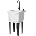 Portable Utility Sink Laundry Tub, Freestanding Laundry Sink with Faucet Soap Dispenser Hoses