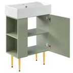 21.6 white Bathroom vanity, Combo Cabinet, Bathroom Storage Cabinet, Single Ceramic Sink, Left side storage