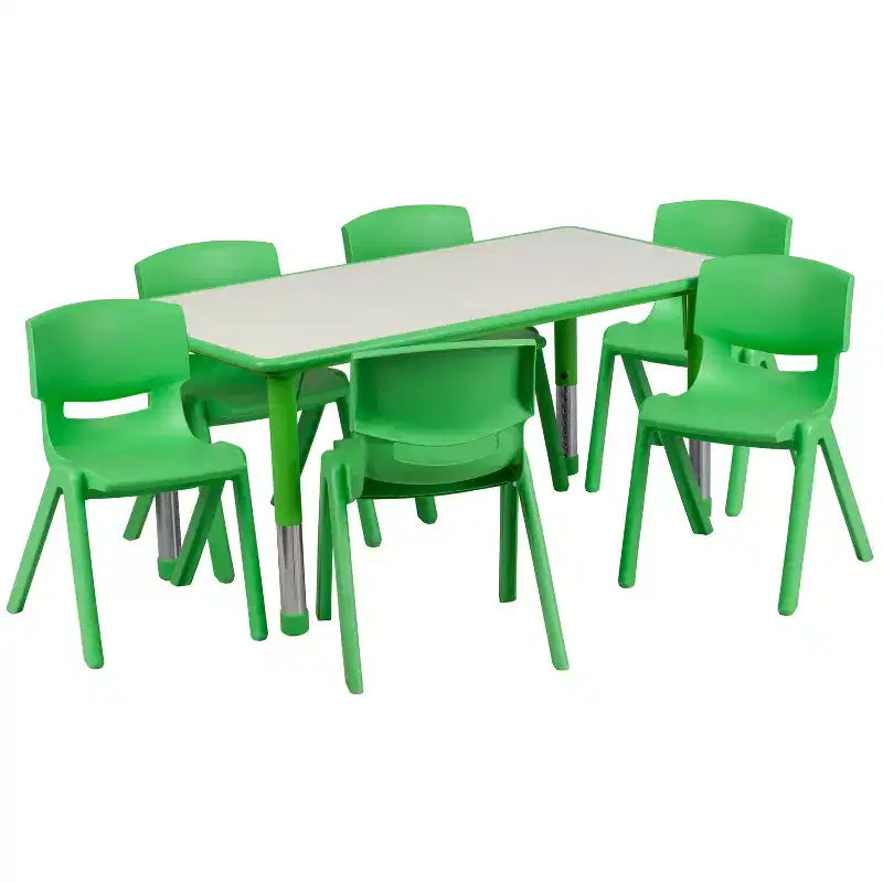 Set Tavolo Attività Rettangolare Regolabile in Altezza in Plastica Emma and Oliver 23.625"W x 47.25"L con 6 Sedie