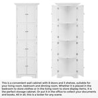 Tall Corner Storage Cabinet with 8 Doors and 4 Shelves