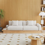 JASIWAY Modern Solid Wood Upholstered Cotton Linen Sofa