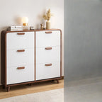 Traditional Hidden Adjustable 3 Tiers Solid Wood Shoe Cabinet