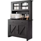 Kitchen Pantry Cabinet with Microwave Stand, Hutch Cabinet with Buffet Cupboard and Adjustable Shelves, for Kitchen, Dining Room