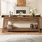 Lantine 2-Tier Sofa Table with 3 Drawers, 70.9 Console Table with Raised Baffle and Storage Shelves for Living Room, Hallway, Entryway
