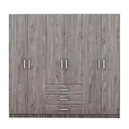 6-Door Wooden Wardrobe with Drawers for Bedroom
