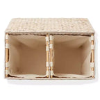 Casafield 2-Section Laundry Hamper with Lid and Removable Liner Bags, Woven Water Hyacinth Laundry Basket Sorter for Clothes
