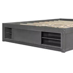 Whisen Queen Platform Bed Frame with 4 Storage Drawers and Footboard Storage