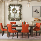 Upholstered Tufted Velvet Dining Chair with Solid Wood Legs Set of 6