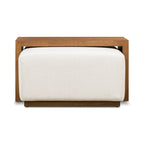 Poly & Bark Jarmo Ottoman with Adjustable Walnut Table - Full Grain Genuine Italian Leather