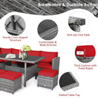 Costway 7 PCS Patio Rattan Dining Set Sectional Sofa Couch Ottoman - See Details