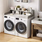 Comptoir de lave-linge et sèche-linge à 2 niveaux avec étagère ou tiroirs, couvercle de comptoir de buanderie avec coussin antidérapant, 54x27,5 - Dessus de lave-linge pour plier les vêtements
