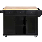 Kitchen Cart With Rubber Wood Drop-Leaf Countertop