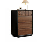 Art Deco Inspired Wood Dresser with Geometric Carvings