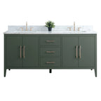 Vanity Art 72 Double Sink Bathroom Vanity Cabinet with Engineered Marble Top