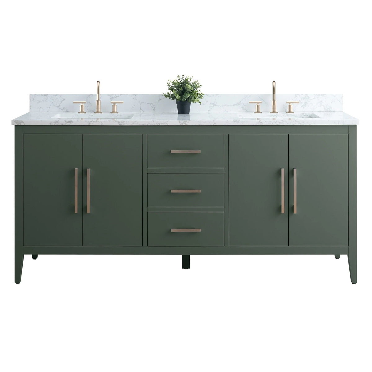 Vanity Art 72 Double Sink Bathroom Vanity Cabinet with Engineered Marble Top